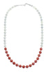 Sterling Silver Pink Coral and Mother of Pearl Bead Necklace JX127011